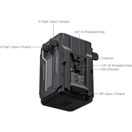 SmallRig 5865 T221 - akumulator V-Mount z odpornością Triple-Proof - szczegóły, porty